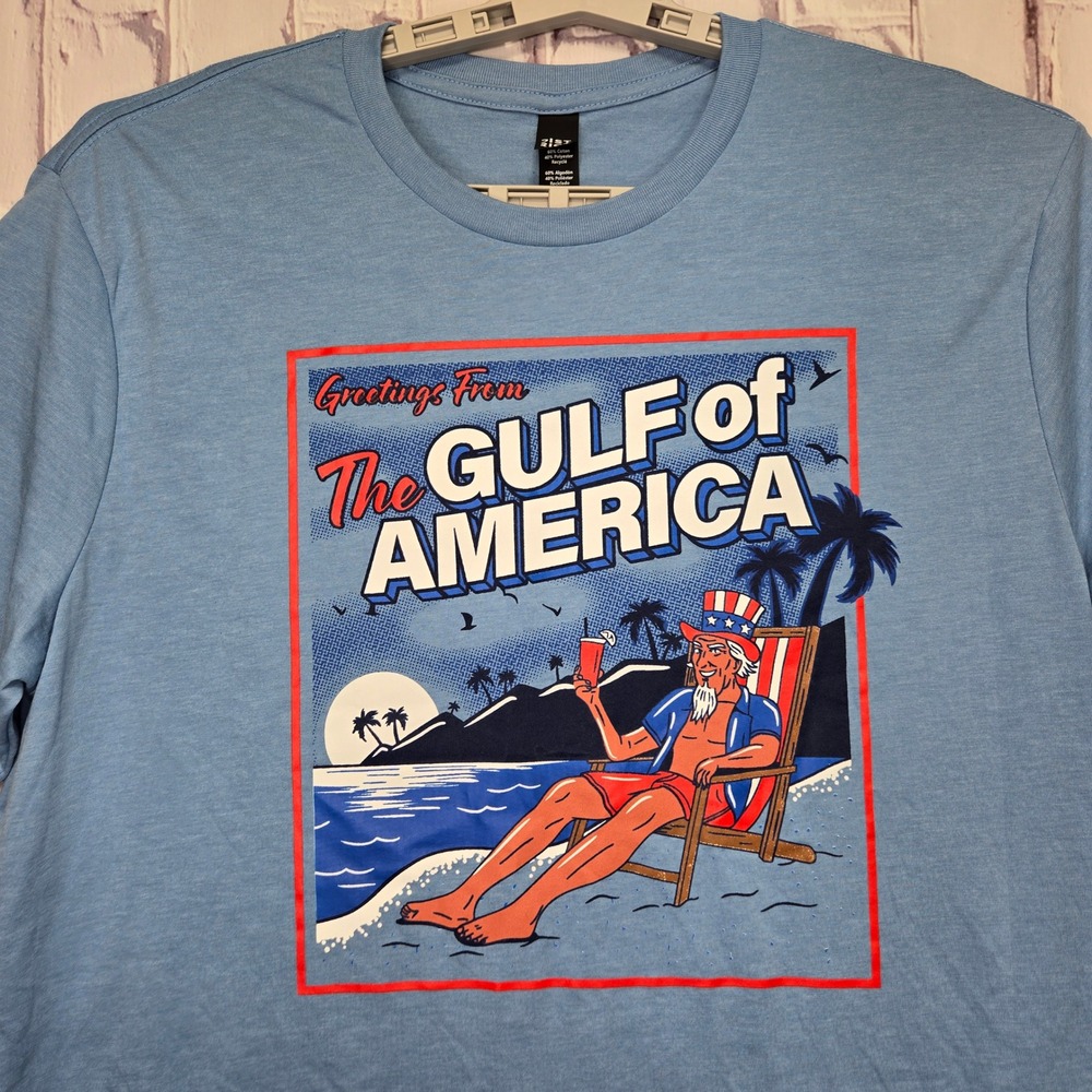 President Trump USA Gulf of America Uncle Sam T-Shirt Blue XL Promises Made Kept